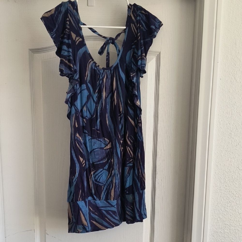 Johnny Martin Abstract Blue and Brown Tunic